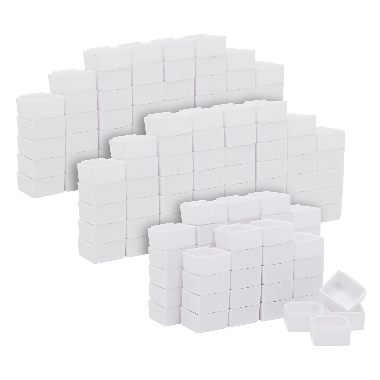 150 Pieces Empty Watercolor Half Pans for Painting Supplies, White Plastic Pans for Color Mixing Oil Paint or Acrylics (1.8 ml, 0.6 x 0.7 x 0.32 In)